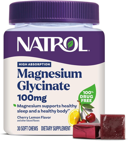 NATROL - High Absorption Magnesium Glycinate Soft Chews 100mg - 30 Soft Chews