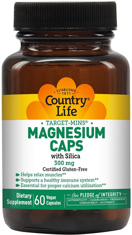 COUNTRY LIFE - Target-Mins Magnesium Caps with Silica 300 mg - 60 Vegetarian Capsules