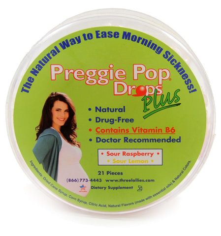 Three Lollies - Preggie Pop Drops Plus With Vitamin B6 For Morning Sickness Relief, 21 Count