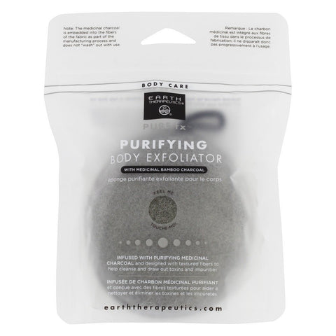 EARTH THERAPEUTICS - Purifying Body Exfoliator Sponge Black with Charcoal