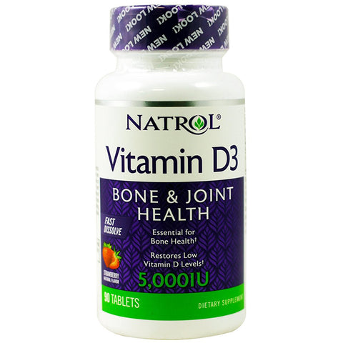 NATROL - Vitamin D3 Fast Dissolve Natural Strawberry Flavor 5,000 IU