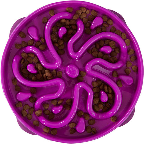 OUTWARD HOUND - Fun Feeder Purple Drop Dog Bowl Large