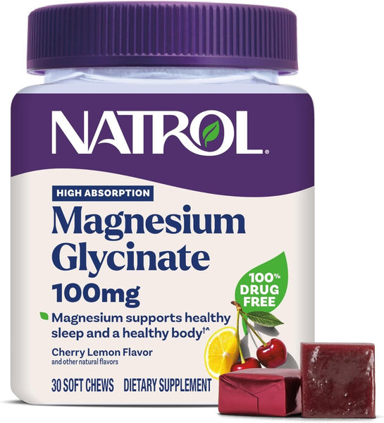 NATROL - High Absorption Magnesium Glycinate Soft Chews 100mg - 30 Soft Chews