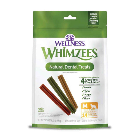 WHIMZEES - Stix Dental Dog Treats Medium 14 Pieces - 14.8 oz. (420 g)