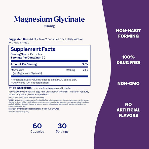 NATROL - High Absorption Magnesium Glycinate 240mg - 60 Capsules