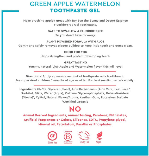 DESERT ESSENCE - Green Apple Watermelon Kids Toothpaste Gel - 4.7 oz (133 g)