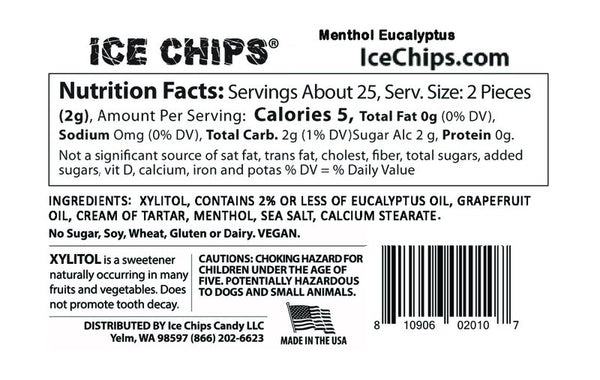 ICE CHIPS CANDY - Menthol Eucalyptus - 1.76 oz. (50 g)
