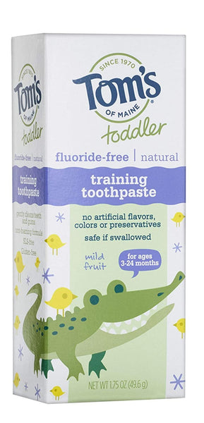 TOM'S OF MAINE - Fluoride Free Toddler Training Toothpaste Mild Fruit Gel - 1.75 oz. (49.6 ml)