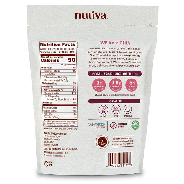 NUTIVA - Organic Ground Chia Seeds - 12 oz. (355 g)