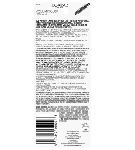 L'OREAL - Voluminous Original Mascara 310 Blackest Black - 0.28 fl. oz. (8 ml)