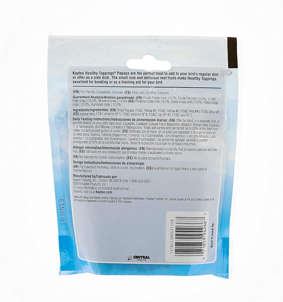 KAYTEE - Healthy Toppings Papaya Bits for All Pet Birds - 2.5 oz. (70 g)