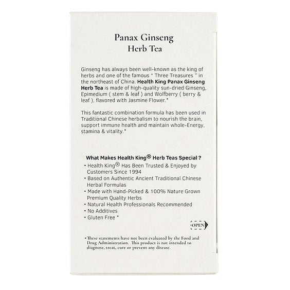 Health King Medicinal Teas - Panax Ginseng Herb Tea - 20 Tea Bags