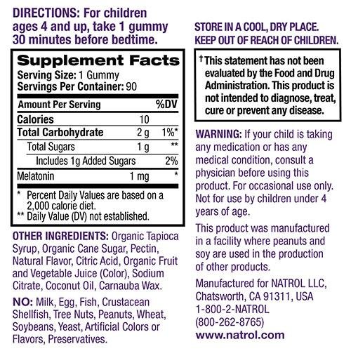 NATROL - Kids Melatonin 1mg Raspberry - 90 Gummies