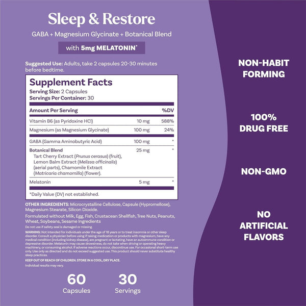 NATROL - Sleep & Restore with Melatonin - 60 Capsules