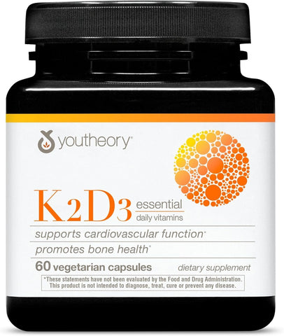YOUTHEORY - K2D3 Essential Daily Vitamins - 60 Vegetarian Capsules