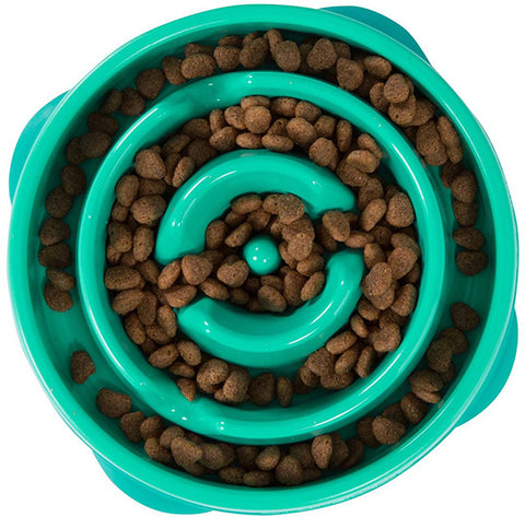 OUTWARD HOUND -  Fun Feeder Teal Drop Dog Bowl Large
