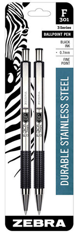 ZEBRA - Stainless Steel Retractable Ballpoint Pen, 0.7mm, Black