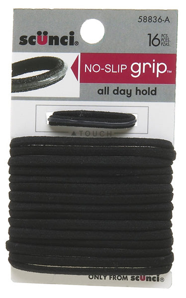 SCUNCI - No Slip Elastics Black Hair Bands