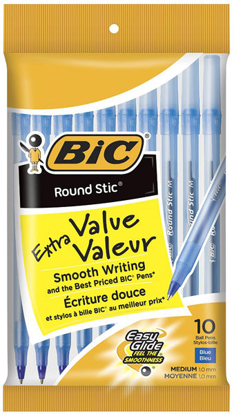 BIC - Round Stic Ball Pens Medium Point Blue