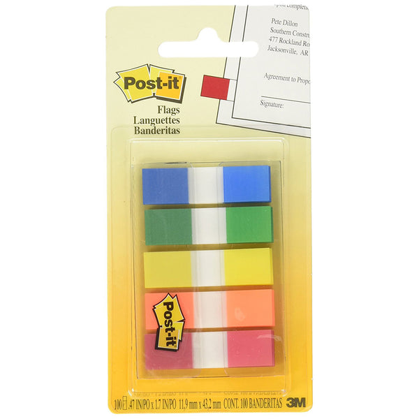 POST-IT - Flags with On-the-Go Dispenser, Assorted Colors, 1/2-Inch Wide