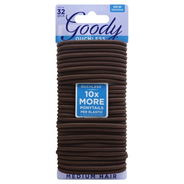 GOODY - Ouchless Women's Braided Elastics for Medium Hair 4 mm Brown