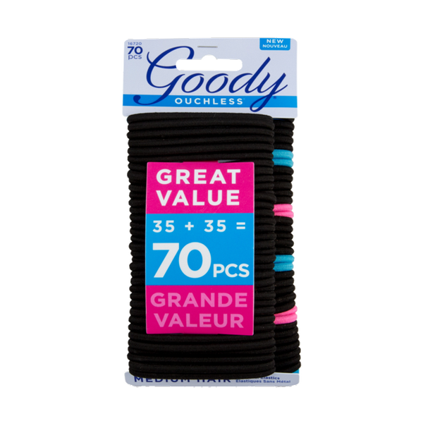 GOODY - Ouchless Women's Braided Elastics for Medium Hair 4 mm Black