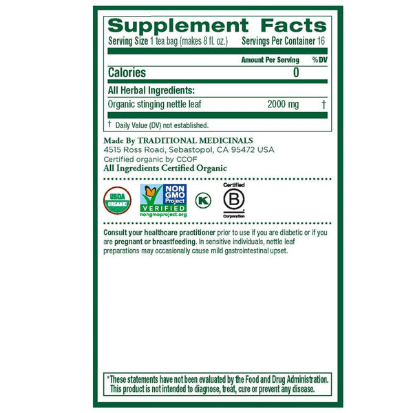 Traditional Medicinals Organic Nettle Leaf - 16 ct