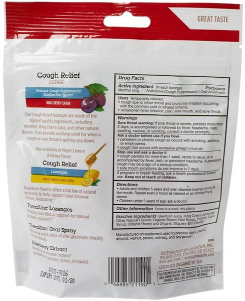 Quantum Health Organic Cough Relief Lozenges